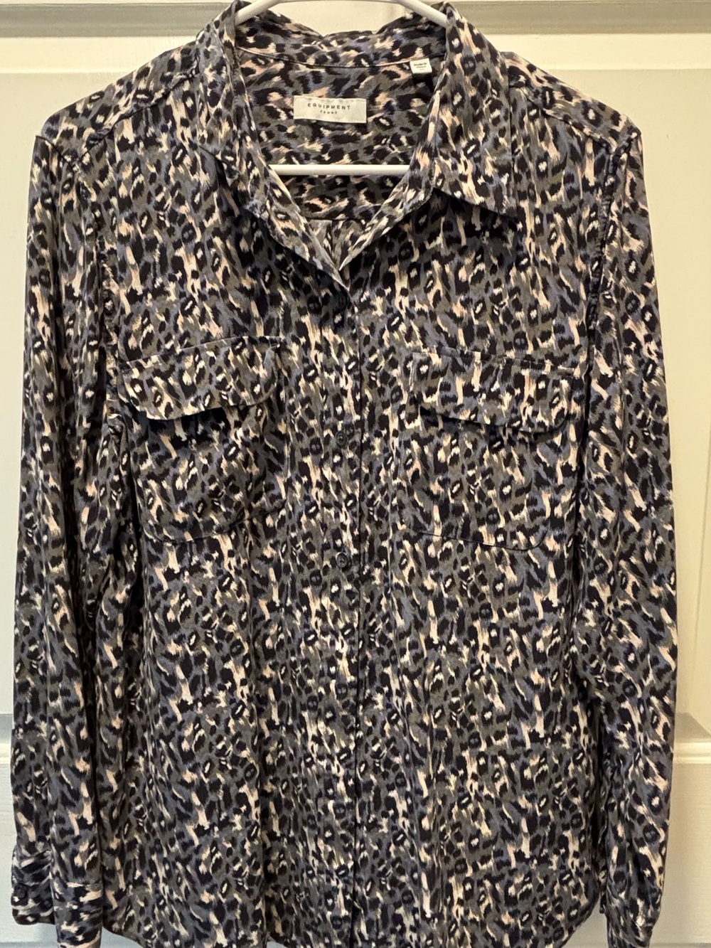 Equipment Multicolor Leopard Silk Button-Up Blouse